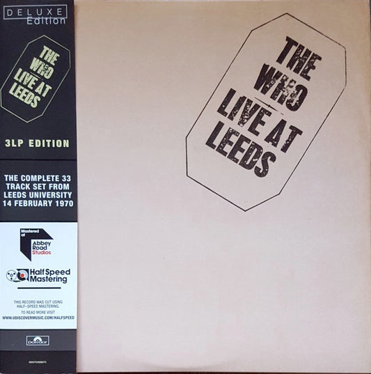 Image of Front Cover of 3xLP - VG+/VG+ - THE WHO, Live At Leeds (Polydor; 0600753698075, Europe 2016 Reissue, Triple Gatefold, 3 Inners, No Obi. Half Speed Mastered 180 Gram Vinyl, With Certficate.), Strong VG+, Slight Fogging Which Does Not Affect Play,  - 1626198E