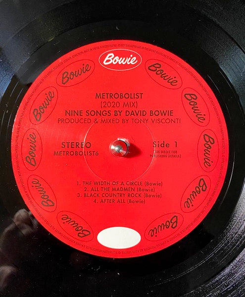Image of Label Cover of LP - EX/VG - DAVID BOWIE, Metrobolist (Nine Songs By David Bowie) (Parlophone; METROBOLIST 6, Worldwide 2020 Reissue, Gatefold, Die Cut Inner, 2020 remix of The Man Who Sold The World), Strong VG. Light hairlines.,  - 3726255E