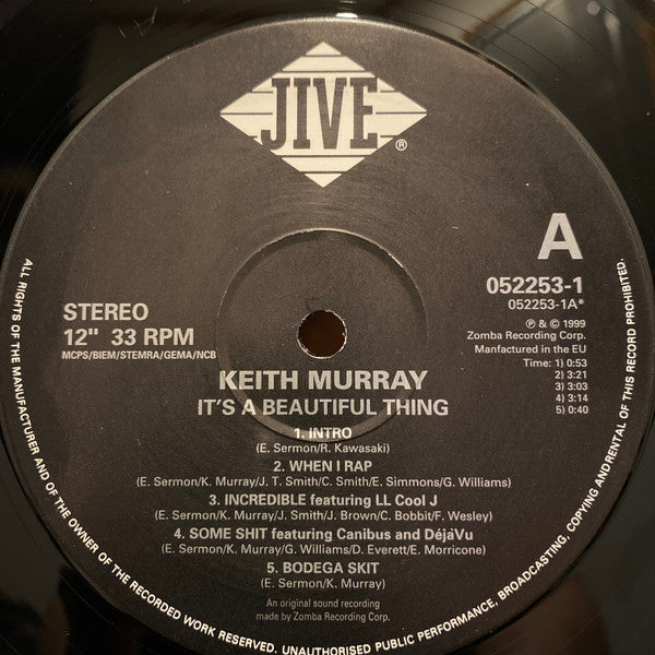 Image of Label Cover of 2xLP - VG/G - KEITH MURRAY, It's A Beautiful Thing (Jive; 0522531, Europe 1999, Inners), Lots of marks on records. Sleeve worn and creased at edges / opening; light staining; sticker ghost on front,  - 1116356C