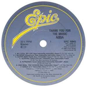 Image of Label Cover of LP - VG+/VG+ - ABBA, Thank You For The Music (Epic; EPC 10043, UK 1983), Sleeve has one corner crease.,  - 2616332C