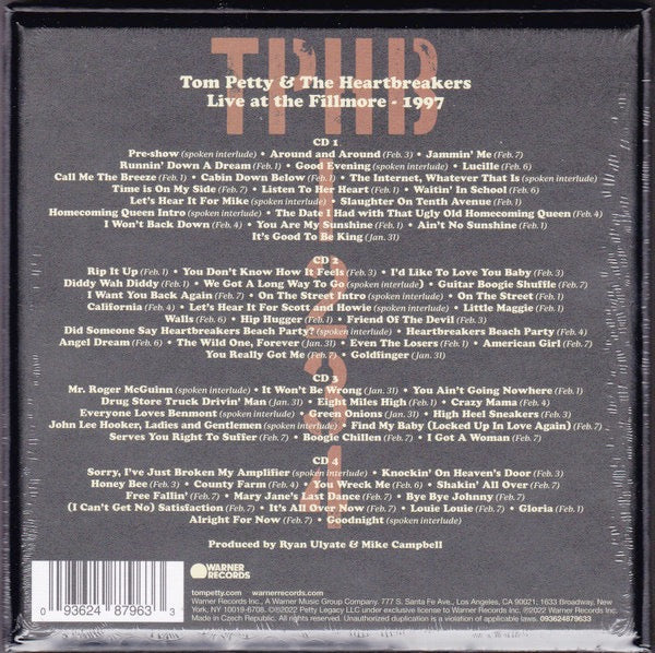 Image of Back Cover of 2935122E: 4xCD - TOM PETTY AND THE HEARTBREAKERS, Live At The Fillmore - 1997 (Warner Records; 093624879633, Europe 2022, Box Set, )   M/M
