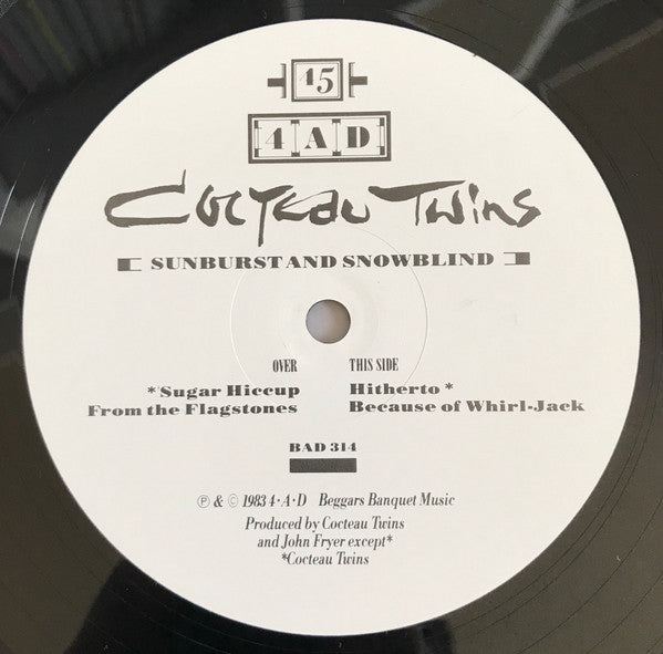 Image of Label Cover of 12" - VG/VG - COCTEAU TWINS, Sunburst And Snowblind (4AD; BAD 314, UK 1983, Picture Sleeve, 'Satin' Sleeve), Light Marks only.,  - 2526456E