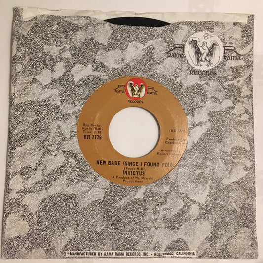 Image of Front Cover of 7" - P/VG - INVICTUS, New Babe (Since I Found You) / Cotton Candy Lane (Rama Rama; RR 7779, US 1969, Company Sleeve), Tear on labels (bringing grading down). Company sleeve torn at one edge.,  - 1326106E