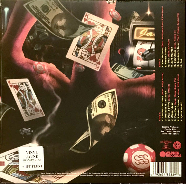 Image of Back Cover of 4714558C: LP - FREDDIE GIBBS, $oul $old $eparately (Warner Records; 093624858898, Europe 2023, Picture Sleeve, Booklet, Yellow Transparent Vinyl, Limited Edition, Deluxe Edition, with 7" Flexi Disc) Stickered shrink  VG+/VG+