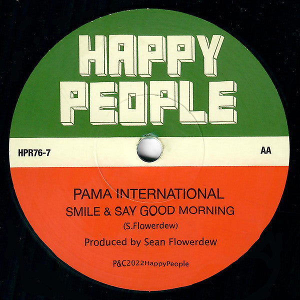 Image of Back Cover of 3523461E: 7"  - PAMA INTERNATIONAL, (I Am Nothing) Without You / Smile & Say Good Morning (Happy People; HPR76-7, UK 2022, Company Sleeve, Limited Edition of 215, Black Vinyl) No. 168/215  VG+/VG+