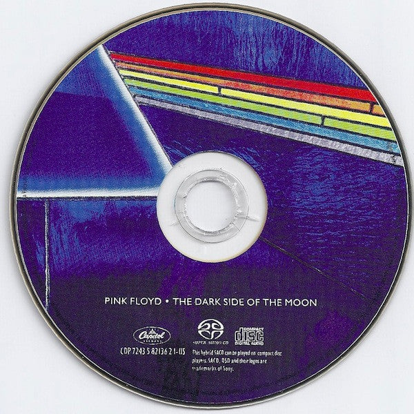 Image of Label Cover of SACD - EX/EX - PINK FLOYD, The Dark Side Of The Moon (Capitol Records; CDP 7243 5 82136 2 1-US, US 2003 Reissue, Hybrid, Multichannel, Stereo), Still in opened shrinkwrap with hype sticker. American style manufacturers security seal unbroken.,  - 1916302C