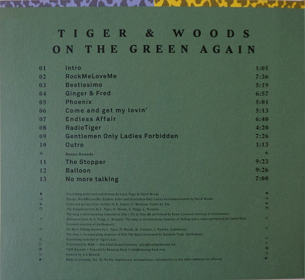 Image of Label Cover of 3553162S: CD - TIGER & WOODS, On The Green Again (T&W Records; RBTWCD-1, Germany 2016)   VG+/VG+