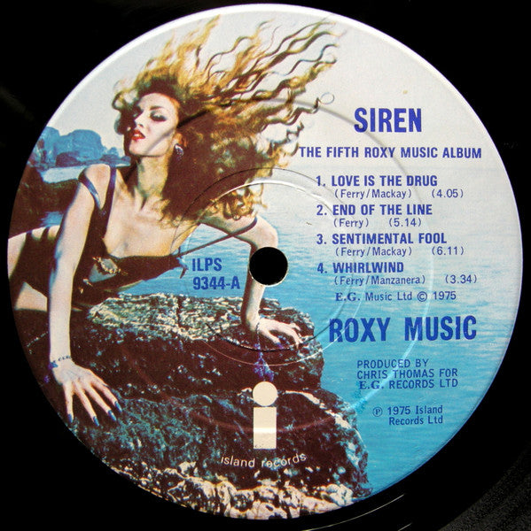 Image of Label Cover of LP - VG+/VG - ROXY MUSIC, Siren (Island Records; ILPS 9344, UK 1975, Company Inner, White Island Logos Both Sides.), ,  - 3126240E