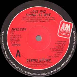 Image of Label Cover of 12" - G+/VG+ - DENNIS BROWN, Love Has Found Its Way/ Why baby Why/ I Couldn't Stand Losing You (A&M Records; AMSX 8226, UK 1982, Company Sleeve), ,  - 2646143S