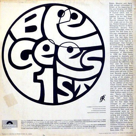Image of Back Cover of LP - VG/G - BEE GEES, The Bee Gees' 1st (Polydor Red Labels; 583012, UK 1967, Laminated Front Sleeve, Stereo), Lots of little light marks, Decent sleeve,  - 3916074C
