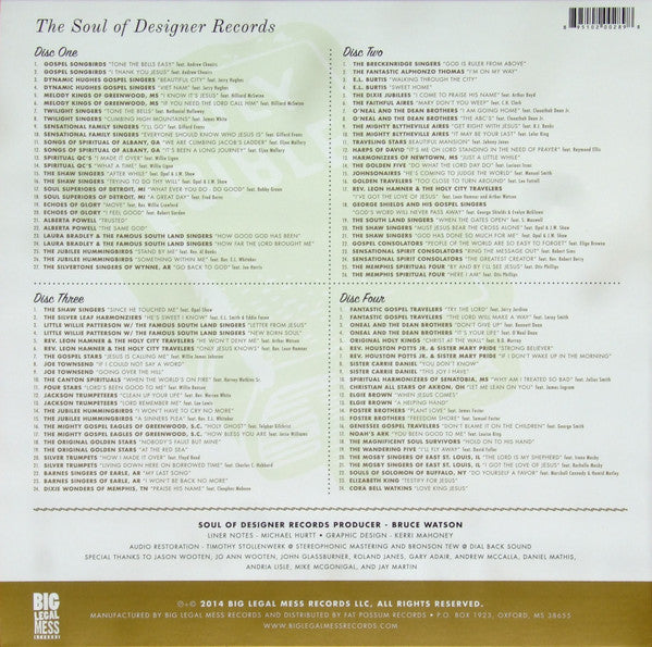 Image of Back Cover of 3653038S: 4xCD - VARIOUS, The Soul Of Designer Records (Big Legal Mess Records ; BLM0289, US 2014, CD In LP Sized Box Sleeve, Booklet)   VG+/VG+