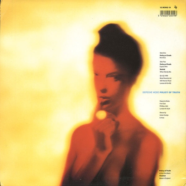 Image of Back Cover of 12" - VG/VG - DEPECHE MODE, Policy Of Truth (Mute; 12 BONG 19, UK 1990, Picture Sleeve, Damont Pressing), Light marks, edge wear,  - 4016522C