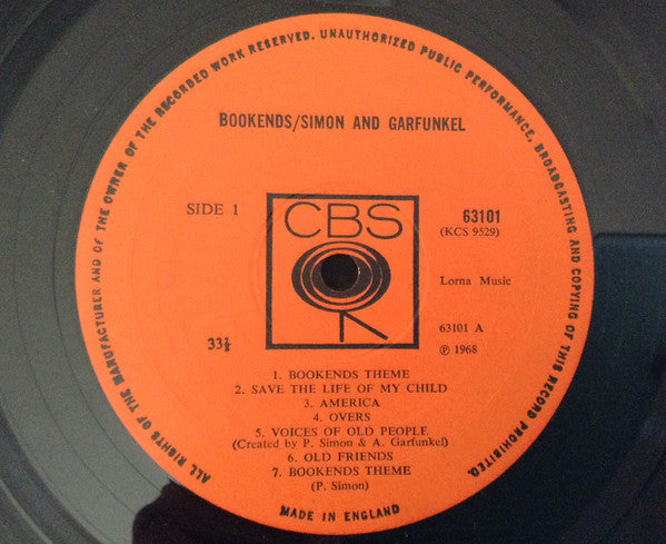 Image of Label Cover of LP - VG/G+ - SIMON & GARFUNKEL, Bookends (CBS; 63101, UK 1968, Laminated Front Sleeve, Mono), Light scratches & hairlines, edge wear,  - 4446015S