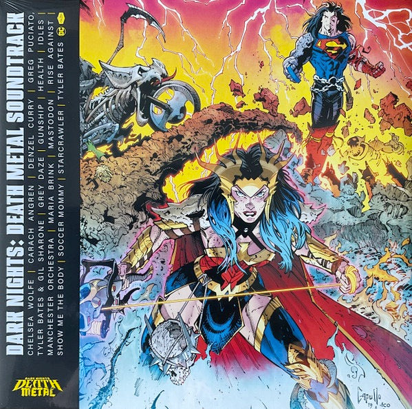 Image of Front Cover of 2xLP - VG/VG+ - VARIOUS, Dark Nights: Death Metal Soundtrack (Loma Vista; LVR02078, Europe 2021, Gatefold, 2 Inners, Poster, With Obi. Yellow Translucent Vinyl.), No Obi, Light Edge Wear,  - 2446132S
