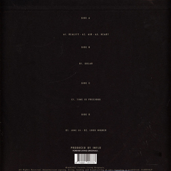 Image of Back Cover of 2xLP - VG+/VG+ - SAULT, Air (Forever Living Originals; FLO0010LP, Worldwide 2022, Gatefold), Shrink-wrap, A complete left-turn from previous albums, this is a soaring astral soundtrack with plenty of wide open spaces, grand arrangements and plenty of uplifting and celebratory sounds drawn from hugely spiritual choral music and contemporary classical. - 1916486C