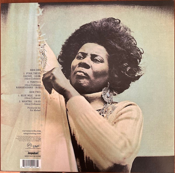 Image of Back Cover of LP - VG+/VG+ - ALICE COLTRANE FEATURING PHAROAH SANDERS AND JOE HENDERSON, Ptah, The El Daoud (Verve Records; B0036051-01, Worldwide 2022 Reissue, Gatefold, Remastered, 180g audiophile quality vinyl), Barcode sticker on rear cover.,  - 3246250S