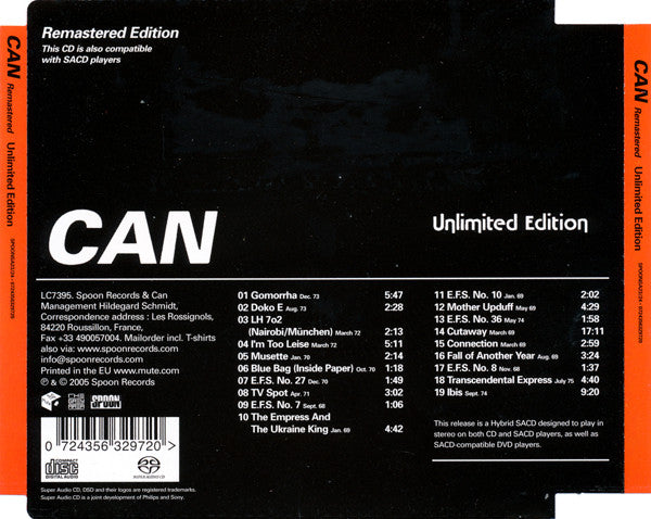 Image of Back Cover of SACD - VG+/VG - CAN, Unlimited Edition (Spoon Records; SPOONSA23/24, Europe 2005, Super Jewel case), ,  - 3316412C