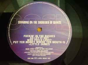 Image of Label Cover of LP - VG/VG+ - OASIS, Standing On The Shoulder Of Giants (Big Brother; RKIDLP002, UK 2000, Gatefold, Inner & Insert), Strong VG. Still In Stickered Shrinkwrap. Bit of sticker residue on front cover.,  - 3946323S