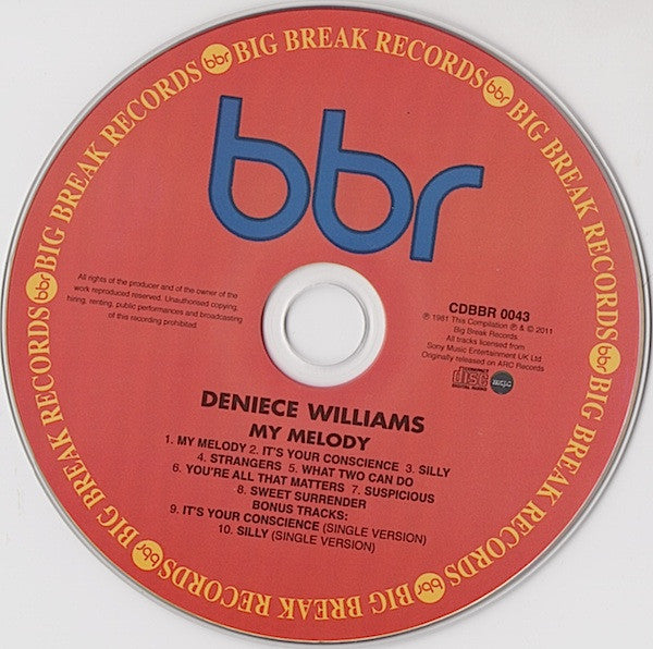 Image of Label Cover of CD - VG+/VG+ - DENIECE WILLIAMS, My Melody (Big Break Records; CDBBR 0043, UK 2011 Reissue, Super Jewel case), ,  - 3616007C