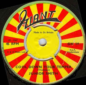 Image of Front Cover of 2114472C: 7" - JUNIOR SMITH, Cool Down Your Temper / I'm Groovin' (Giant; GN1, UK 1967, 4-Prong Centre)   /G