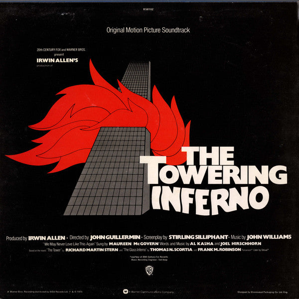 Image of Back Cover of LP - VG/VG+ - JOHN WILLIAMS, The Towering Inferno (Original Motion Picture Soundtrack) (WB Burbank without w Logo on Rim; K56102, UK 1974), ,  - 2316443C