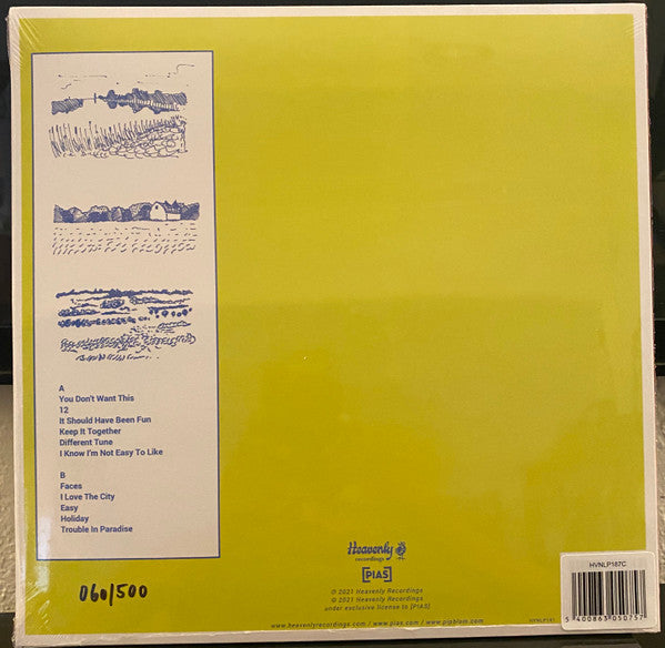 Image of Back Cover of LP - VG+/VG+ - PIP BLOM, Welcome Break (Heavenly; HVNLP187C, UK & Ireland 2022, Die Cut Sleeve, Inner, Orange Vinyl, Ltd to 500 Hand numbered), No. 259, Still in Opened Stickered Shrinkwrap,  - 1646166S