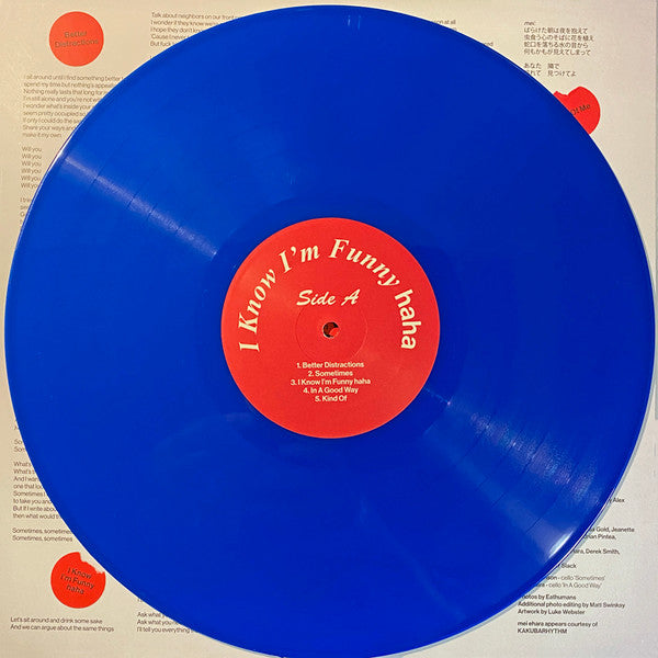 Image of Label Cover of LP - VG+/VG - FAYE WEBSTER, I Know I'm Funny Haha (Secretly Canadian; SC401, US 2021, Inner, Stickers, Limited Blue Vinyl), One Sticker Missing From sticker Sheet,  - 2126354E