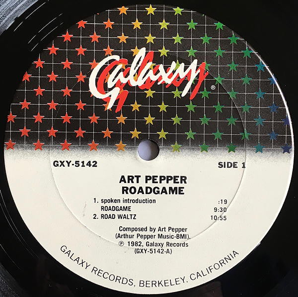 Image of Label Cover of 4614280C: LP - ART PEPPER, Roadgame (Galaxy; GXY-5142, US 1982) Record has deep mark in run-in one side one (doesn't affect play). Sleeve has ring wear, creases and scuffs  VG/VG+