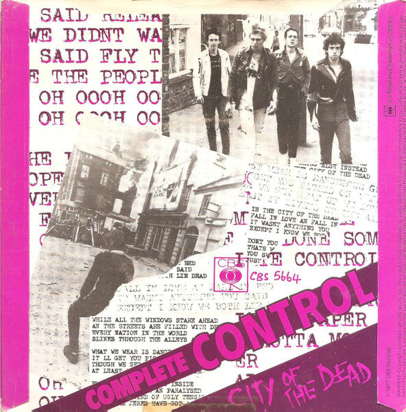 Image of Back Cover of 7" - VG+/VG - THE CLASH, Complete Control / The City of the Dead (CBS; 5664, UK Reissue, Picture Sleeve, Later Issue With Different Pressing Rings), ,  - 1726346E