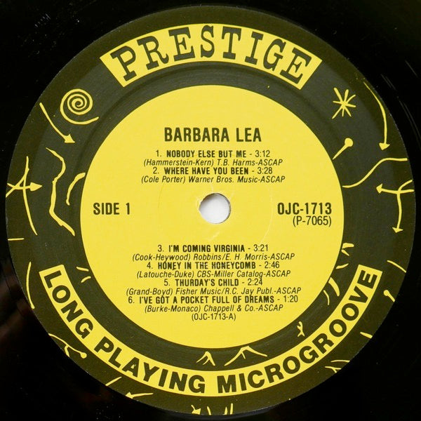 Image of Label Cover of 3713181C: LP - BARBARA LEA, Barbara Lea With The Johnny Windhurst Quintets (Original Jazz Classics; OJC-1713, US 1986 Reissue) Crease lines on sleeve  VG+/VG+