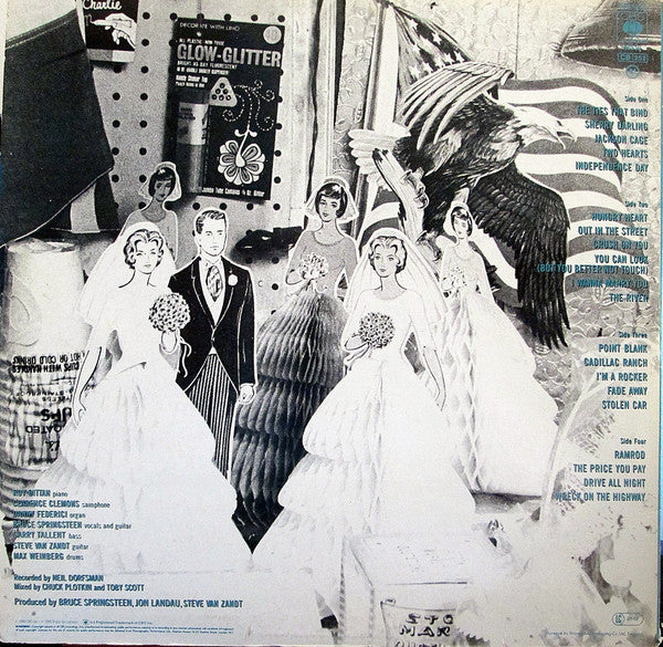 Image of Back Cover of 2xLP - G+/G - BRUCE SPRINGSTEEN, The River (CBS Orange/Yellow; CBS 88510, UK 1980, 2 Square Corner Inners +2 Inserts, Made in England at bottom of label), ,  - 2826386E