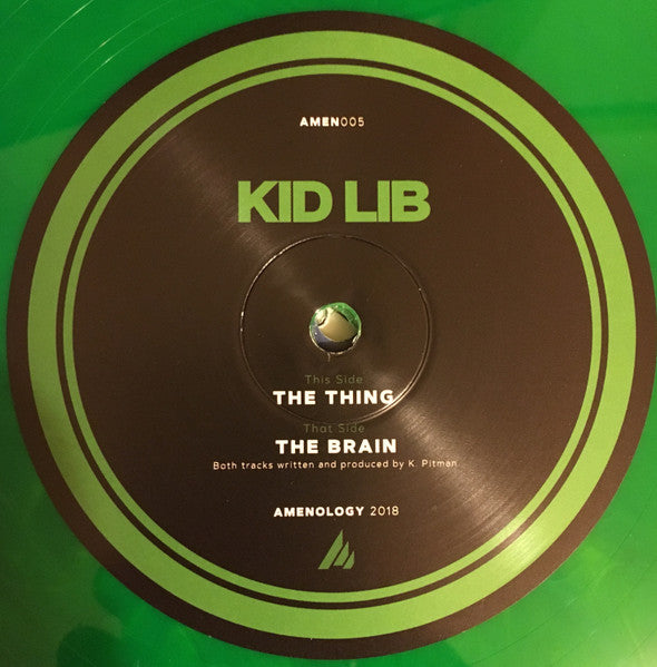 Image of Front Cover of 12" - /VG - KID LIB, The Brain / The Thing (Amenology; AMEN005, UK 2018, Green Vinyl), ,  - 4216519C