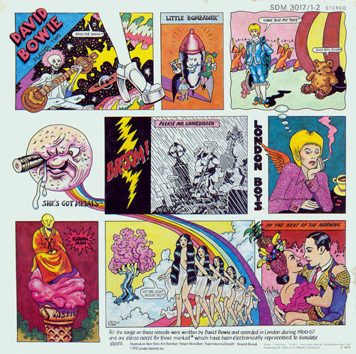 Image of Back Cover of 2xLP - VG/VG - DAVID BOWIE, Images 1966-1967 (Deram; SDM3017, Germany 1973, Cartoon Gatefold), ,  - 2926248E