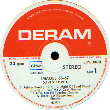 Image of Label Cover of 2xLP - VG/VG - DAVID BOWIE, Images 1966-1967 (Deram; SDM3017, Germany 1973, Cartoon Gatefold), ,  - 2926248E