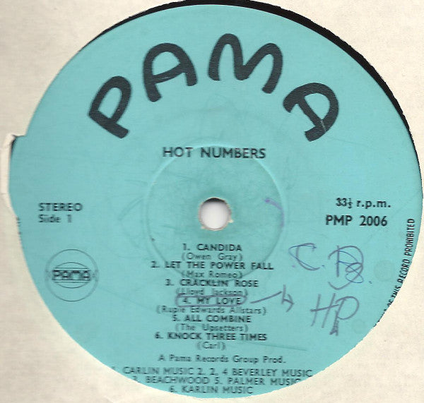 Image of Label Cover of LP - /G - VARIOUS ARTISTS, Hot Numbers - Volume One (Pama Records; PMP 2006, UK 1970, Laminated Front Sleeve), Without orginal sleeve, 12'' sleeve only. Has visible marks. Plays with very little crackles. ,  - 4226381E