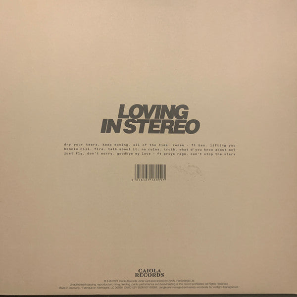 Image of Back Cover of LP - EX/VG+ - JUNGLE, Loving In Stereo (Loving In Stereo; CAI001LP, Europe 2021, Gatefold), Still In Opened Shrinkwrap,  - 2116146C