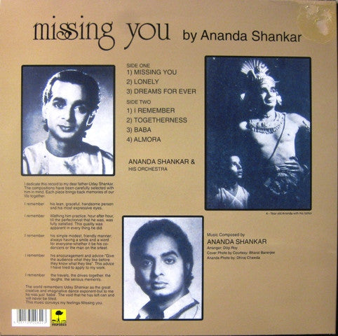 Image of Back Cover of LP - VG/VG+ - ANANDA SHANKAR, Missing You (Fallout; FOLP2062, UK 2007, Picture Sleeve), ,  - 3026160E