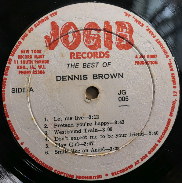 Image of Label Cover of 3823361E: LP - DENNIS BROWN, The Best Of Dennis Brown (Jogib Records; JG005, Jamaica , Picture Sleeve) Sleeve has some signifcant rips along edges especially the opening, disc however is lovely!  F/VG+