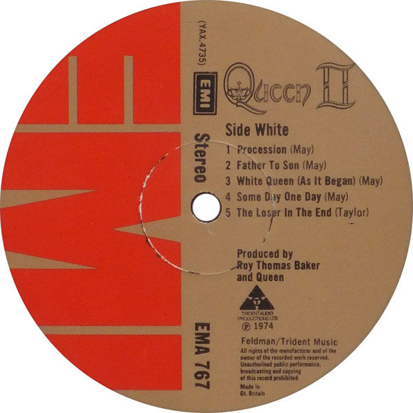 Image of Label Cover of LP - VG/VG+ - QUEEN, Queen II (EMI; EMA767, UK 1970s Reissue, Laminated Gatefold Sleeve With Crest Design Text, NO Inner), ,  - 2526150E