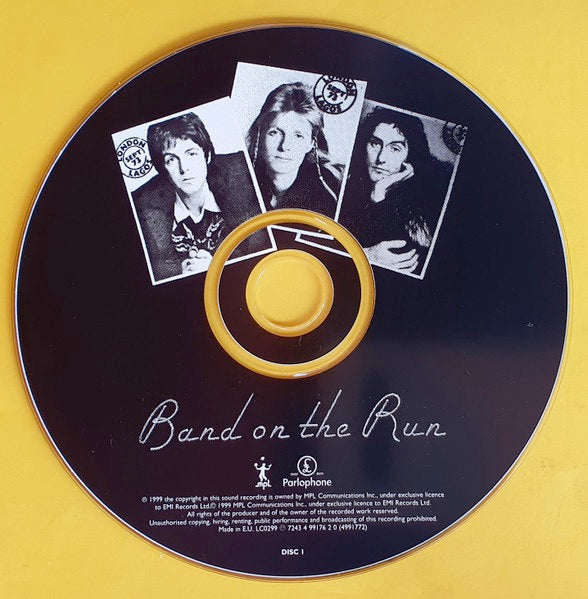 Image of Label Cover of 2xCD - VG/VG+ - PAUL MCCARTNEY & WINGS, Band On The Run (Parlophone; 4 99176 2, Europe 1999 Reissue, Book Sleeve, Booklet & Inner), ,  - 0316003C