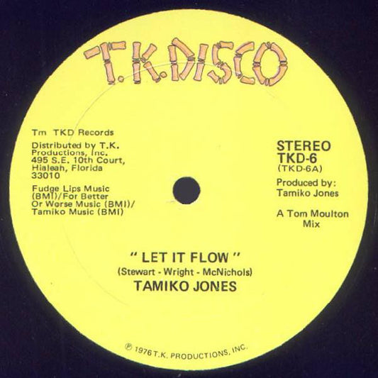Image of Front Cover of 12" - VG/VG - TAMIKO JONES, Let It Flow (T.K. Disco; TKD-6, US 1976, Company Sleeve), company sleeve. light warp - minor,  - 3046354S