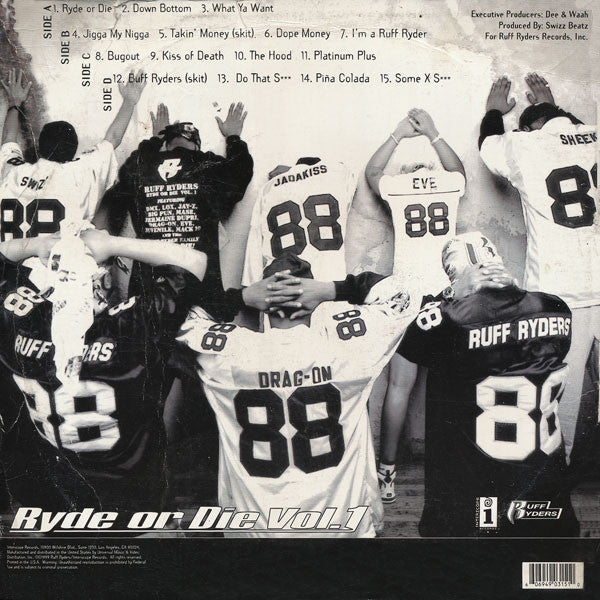 Image of Back Cover of 5144143S: 2xLP - RUFF RYDERS, Ryde Or Die Vol. I (Interscope Records; INT2-90315, US 1999, Picture Sleeve, 2 Inserts) edge wear top and bottom sleeve - minor  VG/VG+