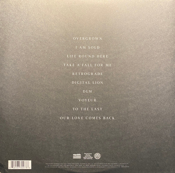 Image of Back Cover of 2xLP - VG+/VG+ - JAMES BLAKE, Overgrown (Republic Records ; B0018305-01, US 2013, 2 Inners, 180g, RJ Cut), ,  - 2916111C