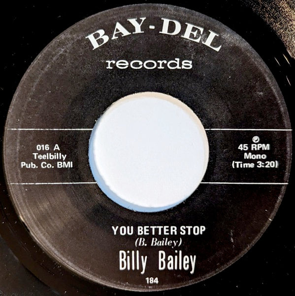 Image of Front Cover of 5114203C: 7" - BILLY BAILEY, You Better Stop / Exchange Our Love (Tramp Records; 184, US 2015 Reissue) Light marks to disc.  /VG