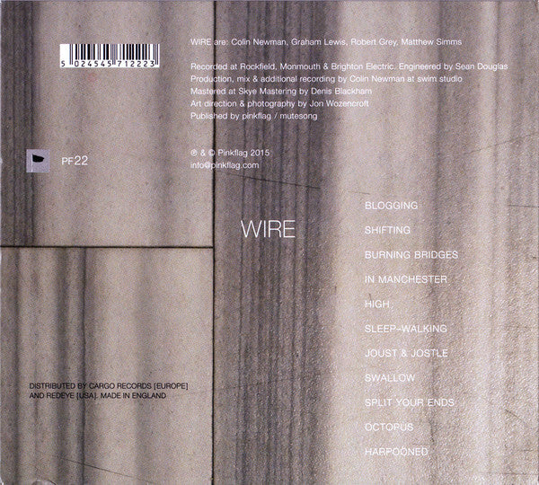 Image of Back Cover of CD - VG+/VG+ - WIRE, Wire (Pinkflag ; PF22, UK, Europe & US 2015, Digipak), ,  - 3416189C