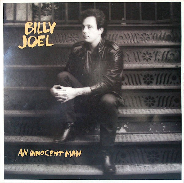 Image of Front Cover of 3644168S: LP - BILLY JOEL, An Innocent Man (CBS Orange/Yellow With Wolf; CBS 25554, UK 1983, Inner & Insert, "Made In England" Rim Text)   VG/VG+