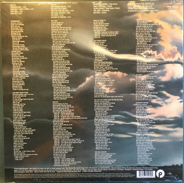 Image of Back Cover of 2714060C: LP - DEEP PURPLE, Stormbringer (Purple Records; TPS 3508, Europe 2018 Reissue, Purple Vinyl) Still In Stickered Shrinkwrap  EX/VG+