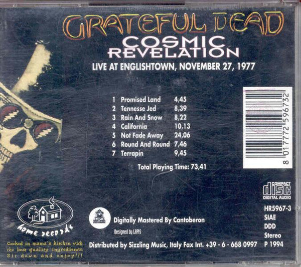 Image of Back Cover of 3953181S: CD - GRATEFUL DEAD, Cosmic Revelation (Home Records; HR 5967-3, Italy 1994)   VG+/VG+