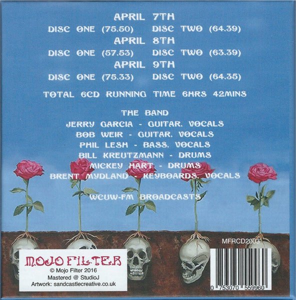 Image of Back Cover of 3953179S: 6xCD - GRATEFUL DEAD, The Centrum, Worcester, Massachusetts April 7,8,9 1988 (Mojo Filter; MFRCD2003,  2016, Box Set)   VG+/VG+