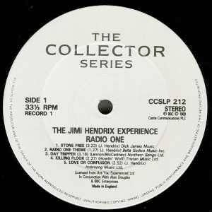 Image of Label Cover of 2xLP - VG+/VG+ - JIMI HENDRIX, Radio One (Castle; CCSLP212, UK 1989, Gatefold, Porky mastering etching), ,  - 2516104C